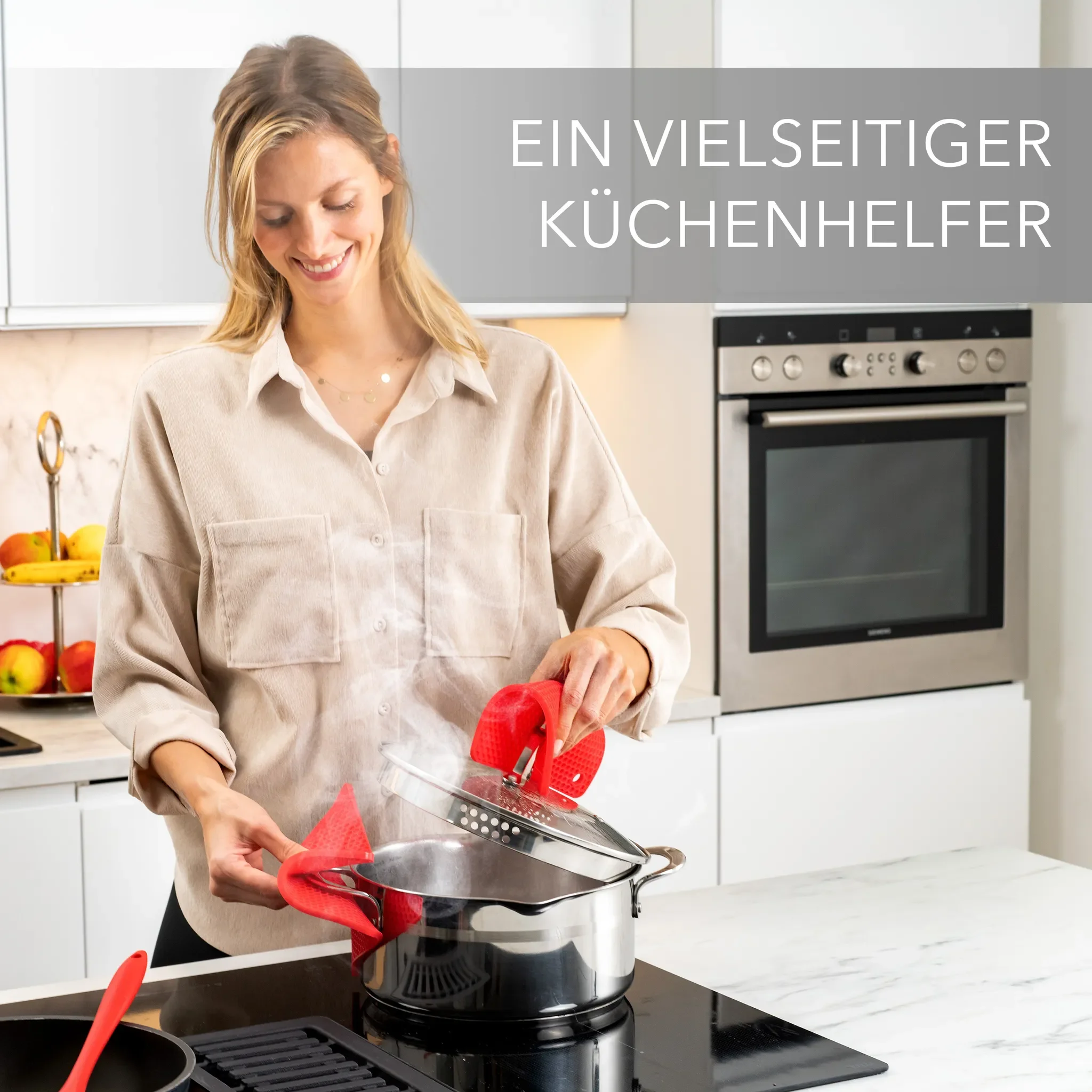 AVANA Silikon Untersetzer – 4er Set (2x Rund, 2x Vier­eckig) – Rot